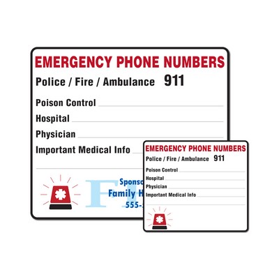 Emergency Phone Number Large Mini Magnet (4"x 3 1/2")