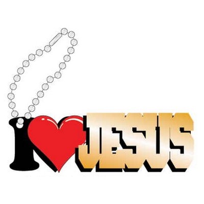 I Love Jesus Promotional Key Chain w/ Black Back (10 Square Inch)