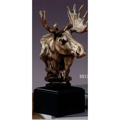 Bronze Finish Moose Head Trophy w/Square Base (5.5"x9")