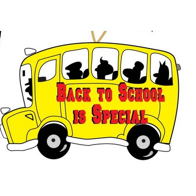 School Bus w/ Slogan Ornament w/ Mirrored Back (10 Square Inch)