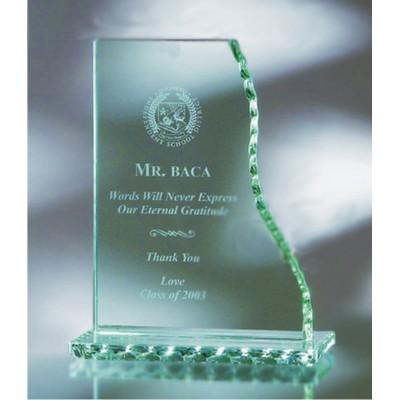 8.5" Jade Glass Vertical Wave Award w/Pearl Edge
