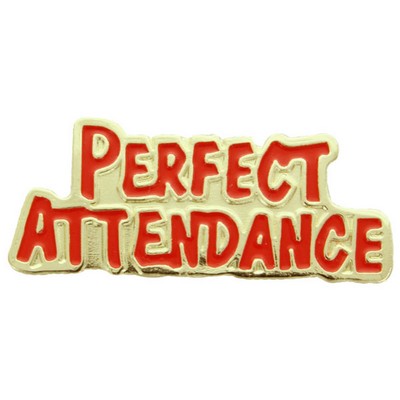 Etched Enameled School Perfect Attendance Pin