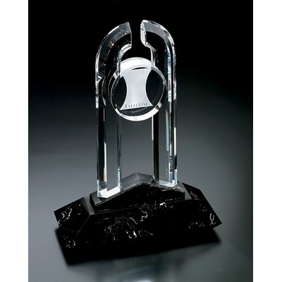Fine Lead Crystal Large Partnership Award w/ Marble Base
