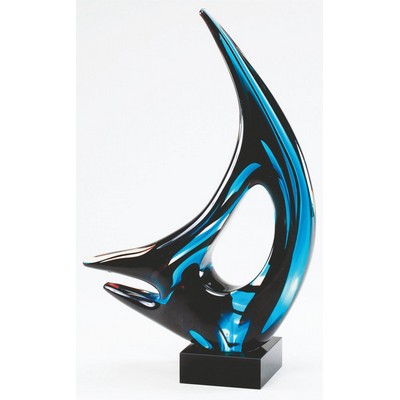 13 1/2'' Aqua Fin Art Glass Award (13½")