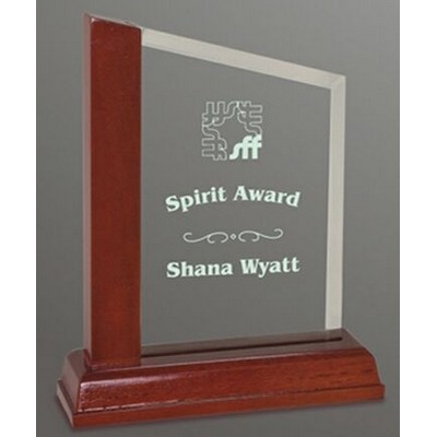 8" Premier Slant Top Glass Award w/Mahogany Base