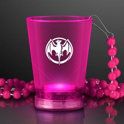 1.5 oz. Light Up Pink Shot Glasses on Pink Beads - PRINTED