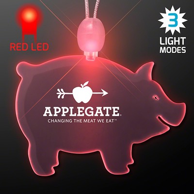 Acrylic Pig Shape Necklace with Red LED - PRINTED