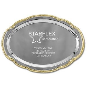 Scalloped Oval Tray w/Gold Border