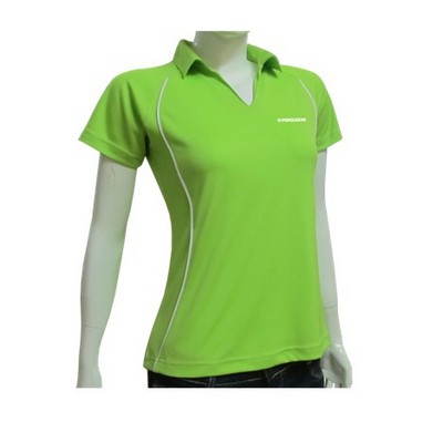 Women's CoolTech V-Neck Polo Shirt w/Piping Accent