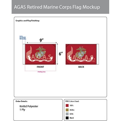 Marine Corps Retired Motorcycle Flags 6x9 inch