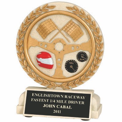 Cast Stone Medal Auto Racing Trophy
