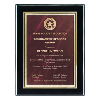 Plaque - 9"x12" Piano Wood Plaque w/ Sienna Frosted Marble Plate (7"x10")