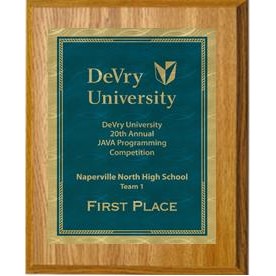 Oak Plaque 8" x 10" - Victory Sunray Plate Blue/Gold 6" x 8" Plate