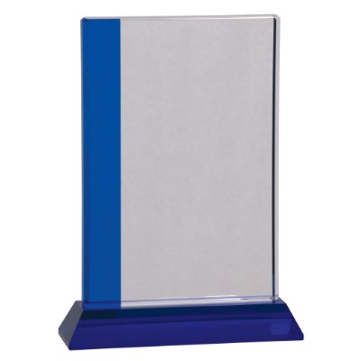 6 1/2" x 9" Blue Edge Crystal on Blue Base