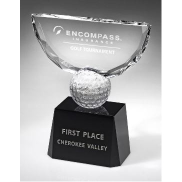Small Optical Crystal Crowned Golf Trophy