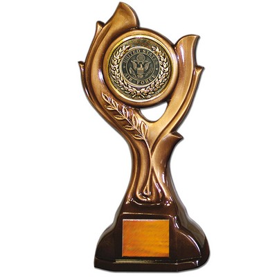 Stock 15" Victory Trophy- With 2" Air Force Coin and Engraving Plate