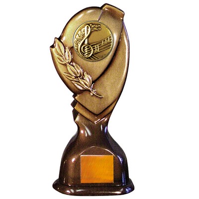 Stock Classic 10" Trophy with 2" Music Coin and Engraving Plate