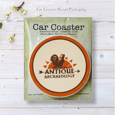 Single Packaged Absorbent Stone Car Coaster (2.5" Diameter) - Full Bleed Print