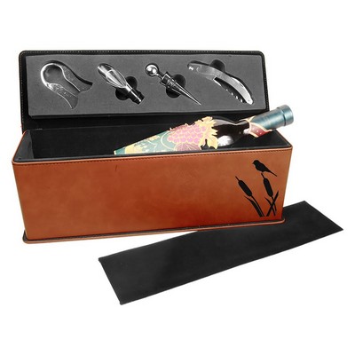 Leatherette Single Bottle Wine Box with Tools