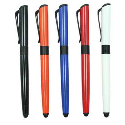 Aluminum Baking Finish Click Action Gel Pen With Stylus Touch End And Screen Cleaner