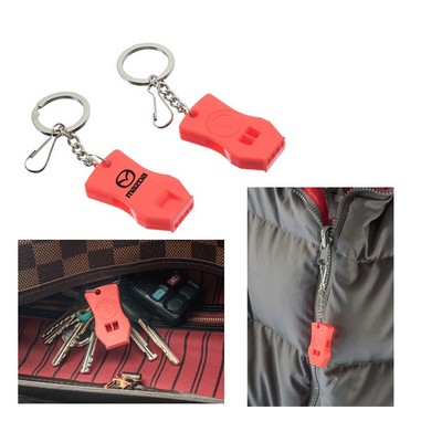 2 Piece Plastic Raptor Whistle with Key Chain and Zipper Ring