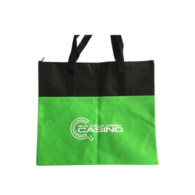 80gsm Non Woven Tote Bag With Accent And Zipper Closure