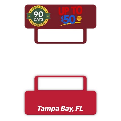 USA Made Rounded Rectangle Mylar Badge Billboard (1.5" x 2.75")