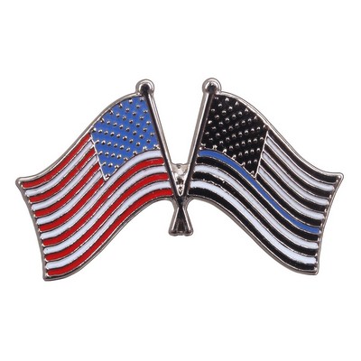 US Flag & Thin Blue Line Flag Pin
