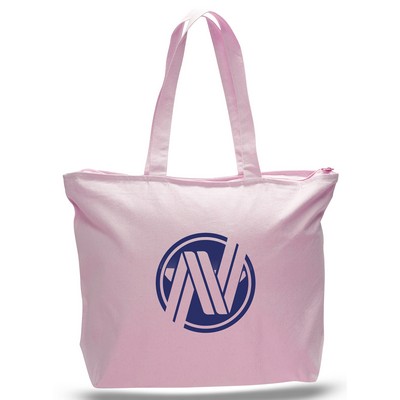 Heavy Jumbo Light Pink Canvas Tote--20x15x5--1-Color Imprint