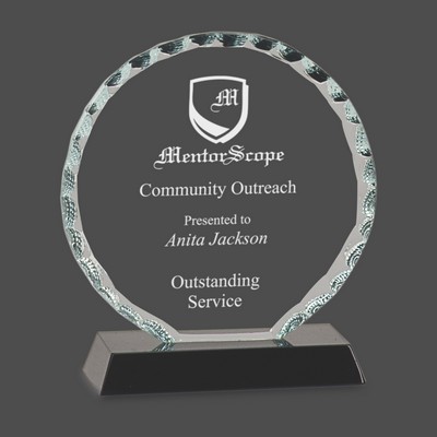 Round Facet Glass Award on Black Base (5")