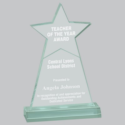 4 3/4" x 8" Jade Star Obelisk Acrylic with 5 3/4" Base