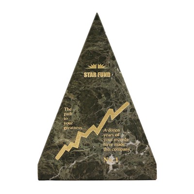 Large Jade Leaf Green Marble Pyramid Award (4"x6"x4")