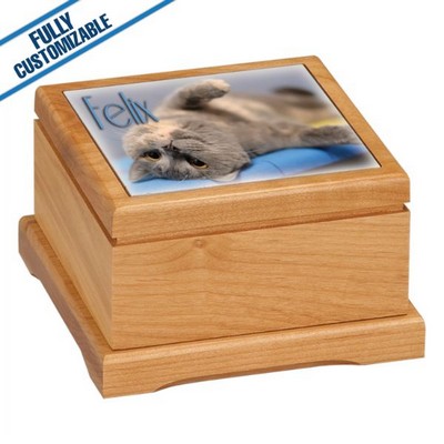 3.25" - Alder Pet Urn With Routed Top & Full Color Insert