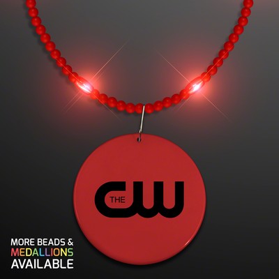 Still-Light Red Beads With Medallion - PRINTED
