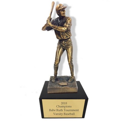 11 ½" Antique Brass Electroplated Baseball Player Trophy