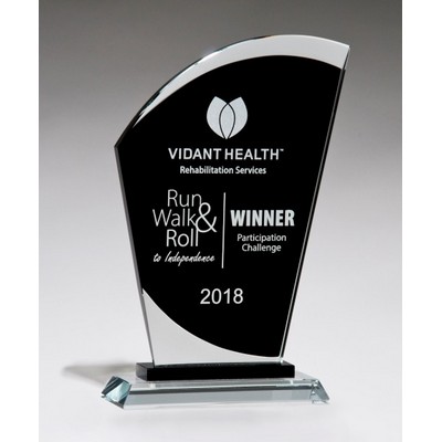 Sail-Shaped Glass Award with Black Center (6"x9.5")