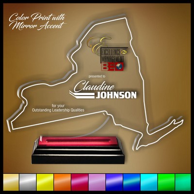 11" New York Clear Acrylic Award with Color Print and Mirror Accent