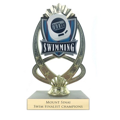7 ¼" Full Color Modeled Swimming Trophy w/Marble Base