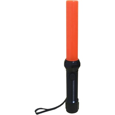 Light Weight Traffic Baton with LED Flashlight, Orange, 12" Long