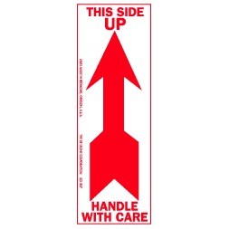 This Side Up Handle With Care Labels - 2.5" x 7"