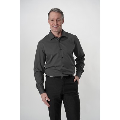 Woven Stretch Shirt Solid Charcoal