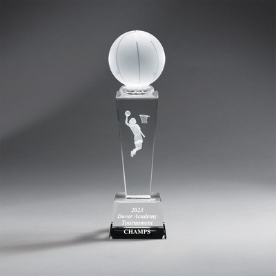 Female Basketball Crystal Column with Ball