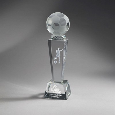 Female Soccer Crystal Column with Ball