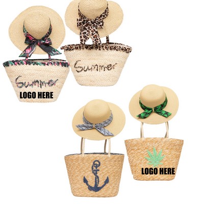 Straw Hat & Hand Bag Set for Mother & Daughter