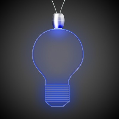 24" Blue Light Bulb Light-Up Pendant Necklace(Laser Engraved)