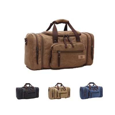 Multi-Pocket Travel Canvas Duffle Bag
