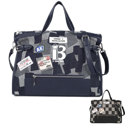 Canvas Street Trend Crossbody Bag for Women - Black/Blue