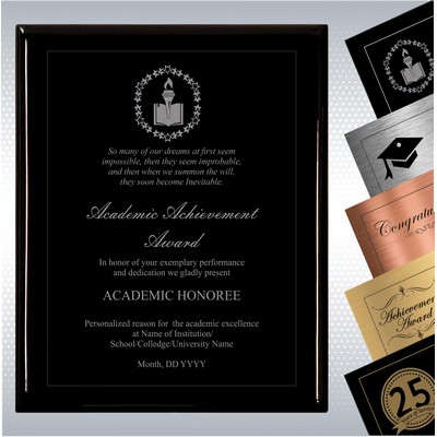 Black Piano Finish Wood Plaque Academic Achievement Gift (7" x 9")