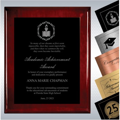 Rosewood Piano Finish Wood Plaque Plaque Academic Achievement Gift (9" x 12")