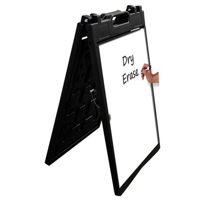 A Frame Stand With 2 Dry Erase Laminated Decals Mounted On Corrugated Material